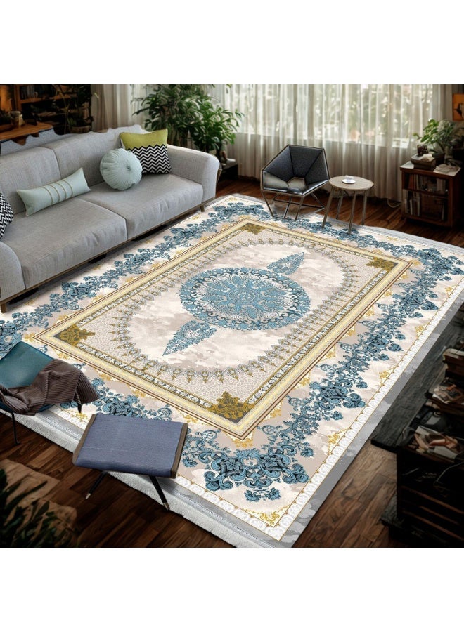 SMART HOME Large padded floor mat with a soft velvet surface and non-slip backing - Living room rug - Majlis rug - Lounge rug - Luxurious decorative rug - Elegant rug with modern patterns for living rooms and majlis - Size 350x250 cm - Suitable for everyday use and entertaining - Image 4
